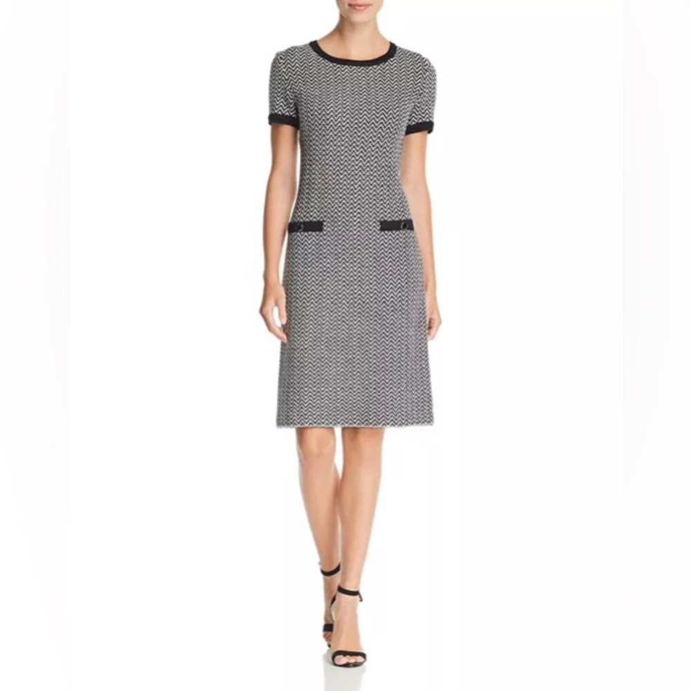St. John Collection Mod Herringbone Knit Dress size 12 - Picture 1 of 13